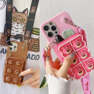 Pop it สําหรับ OPPO Realme 5 5i 5s 5Pro 6 6i 6Pro 7 7Pro 7i C17 C3 C2 8 5G 8Pro X7 X7Pro C35 C31 C21Y C25Y เคสมือถือ Soft TPU Case เคสป้องกัน Cute Cartoon Strawberry Bear คลายเครียด กระเป๋าใส่เหรียญ เคสซิลิโคน มีเชือกคล้อง