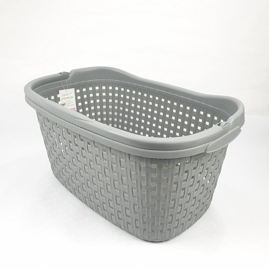 GlobalHouse SAKU ตะกร้าผ้าพลาสติกหูหิ้ว 42ลิตร ขนาด60x40x27ซม. รุ่น TG51900 สีเทา สินค้าของแท้คุณภาพดี - รูปที่ 4