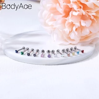Bodyace จิวเจาะหู ทรงกระบอก สเตนเลส 2 3 4 มม. 1 ชิ้น