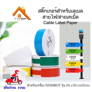 กระดาษสติ๊กเกอร์นิมบอทสำหรับติดสายไฟ สายเคเบิ้ล NIIMBOT cable thermal label paper สำหรับรุ่น D11,  D110 และ D101