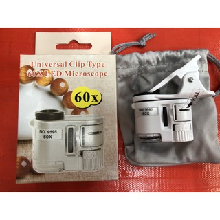 Microscope แว่นขยาย 60X กล้องจุลทรรศน์ขนาดเล็กมีหลอดไฟ LED แทนเลนส์เสริมมือถือได้