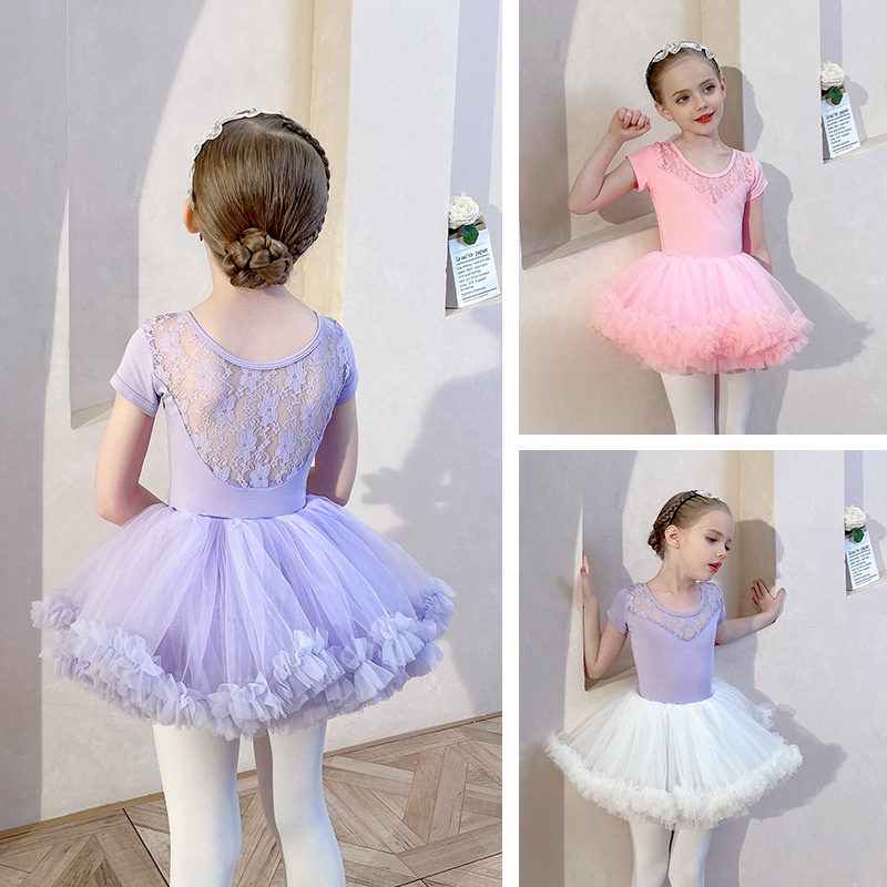 【พร้อมส่ง】ชุดเด็กผู้หญิง แขนสั้น กระโปรงบัลเล่ต์ แฟชั่นฤดูร้อน สําหรับเต้นรํา ยิมนาสติก