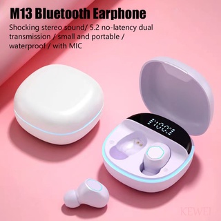 M13 หูฟังสเตอริโอไร้สาย บลูทูธ 5.0 ลดเสียงรบกวน HiFi พร้อมจอแสดงผลดิจิทัล LED HiFi กันน้ํา สําหรับ iPhone Xiaomi