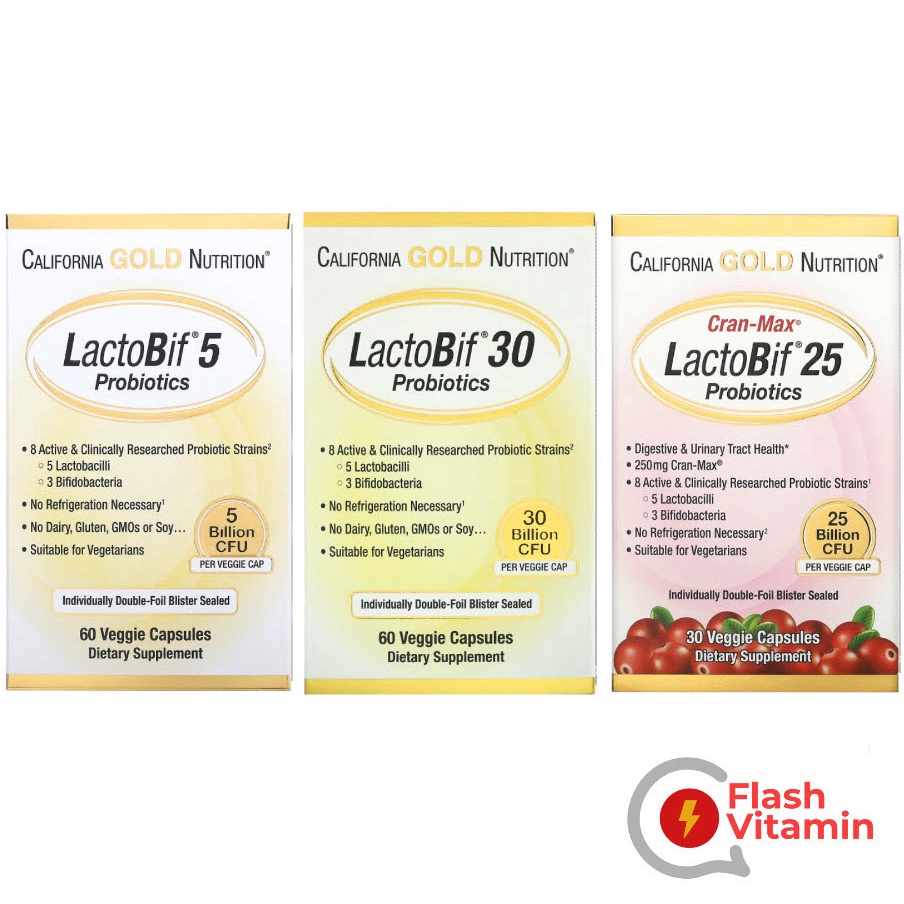 < Lot ใหม่ > California Gold Nutrition LactoBif Probiotics 5 / 25 / 30 Billion CFU โพรไบโอติก โปรไบโอติค + Cranberry