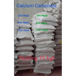 25 Kgs/Bag แป้งแคลเซี่ยม แคลเซี่ยมคาร์บอเนต Calcium Carbonate CaCo3  ขนาด 100, 200 ,325 , 500 , 800 เมช, 1250 เมช