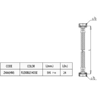 COTTO Z406(HM)  สายน้ำดีอ่างล้างหน้าสเตนเลส ความยาว24"