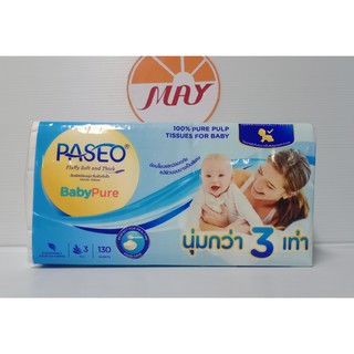 พาซิโอ เบบี้เพียว ซอฟแพ็ค 130 แผ่น#PASEO#Babypure#หนา3ชั้น#ทิชชู่#กระดาษชำระ#นุ่มกว่า3เท่า#พาซิโอ