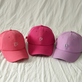 ✔พร้อมส่ง ✔หมวกเบสบอลเกาหลี งานปักตัวอักษร P ท็อปนุ่ม สีสดใส หมวกกันแดด หมวก