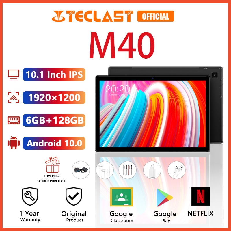 Teclast M40 แท็บเล็ต PC Android 10.0 แรม 6GB รอม 128GB รอม 10.1 นิ้ว กล้องคู่ 8MP คุยโทรศัพท์ 4G บลูทูธ 5.0 UNISOC T618 Octa Core รับประกัน 1 ปี คลาสออนไลน์ สอน