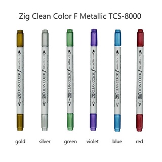 ZIG Clean Color F ปากกาสีเมทัลลิค Metallic TCS-8000 2 หัว (0.5 มม./1.2 มม.)