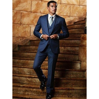 ใหม่คลาสสิกผู้ชายชุด Smolking Noivo Terno Slim Fit Easculino ชุดราตรีชุดสำหรับ Men Blue เจ้าบ่าว Tuxedos