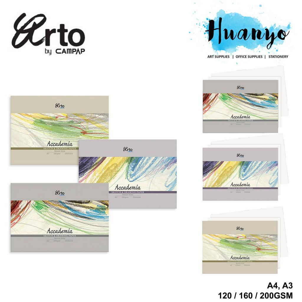 Campap Arto ACCADEMIA Fabriano Sketch and Drawing Paper A4 & A3 ขนาด (120GSM / 160GSM / 200GSM)