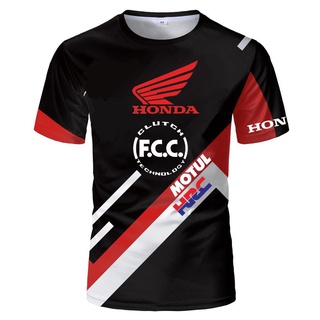 ใหม่ เสื้อยืดลําลอง แขนสั้น พิมพ์ลายรถยนต์ Honda ทรงหลวม ระบายอากาศ เหมาะกับฤดูร้อน สําหรับผู้ชาย 2022