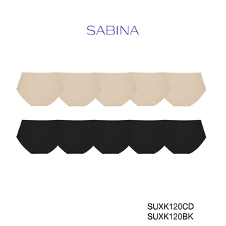 Sabina กางเกงชั้นใน (Set 10 ชิ้น) (ทรงHalf) รุ่น Soft Collection Seamless รหัส SUXK120BK+SUXK120CD สีดำ/เนื้อเข้ม