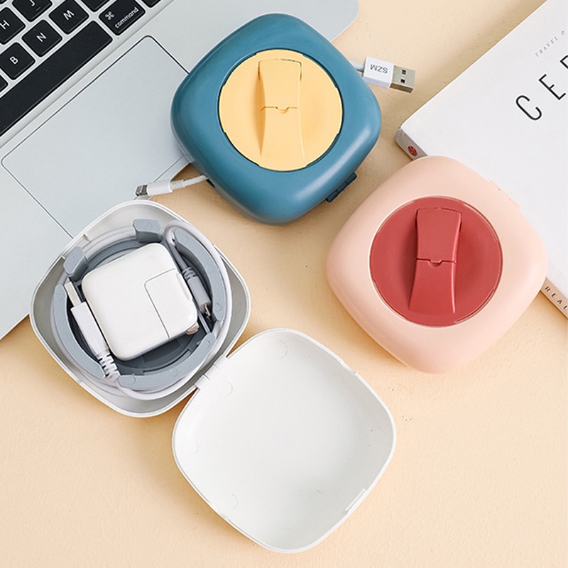 Holiday_mall กล่องเก็บสายชาร์จ [S165] เก็บสายหูฟัง USB ม้วนเก็บเป็นระเบียบ น้ำหนักเบา พกพาง่าย ที่เก