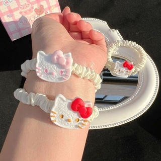 ยางรัดผม แบบยืดหยุ่น ขนาดเล็ก ลายการ์ตูน Hello Kitty แบบเรียบง่าย สไตล์ญี่ปุ่น อุปกรณ์เสริม สําหรับเด็กผู้หญิง 2022