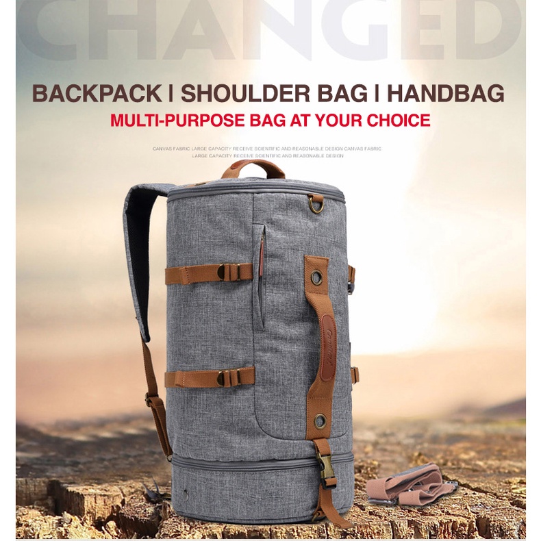 COOLBELL SPORT BACKPACK CONVERTIBLE BAG SHOULDER DUFFLE DRUM BAG 45L TRAVEL LIGHTWEIGHT