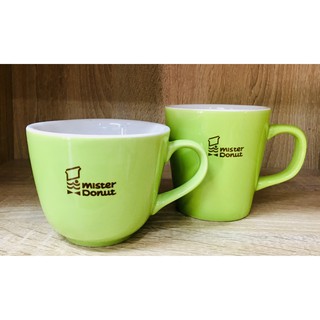 mister donut แก้วกาแฟเซรามิค สีเขียว แพ็คคู่