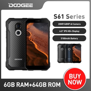 DOOGEE S61 Rugged Phone 6.0" Multiple Back Case Design IP68/IP69K Night Vision Camera 6GB RAM 64 ROM Android 12