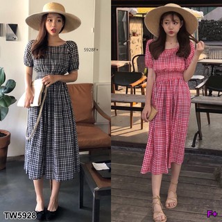 TW5928 Maxi Dress ลายสก็อต