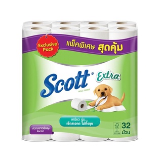 กระดาษชำระ Extra (แพ็ค32ม้วน) สก๊อตต์ กระดาษทิชชู Extra Toilet Paper (32 Rolls Pack) Scott