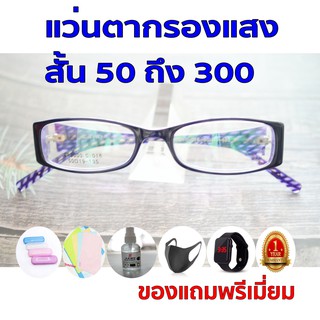 1ฟรี5 รับประกัน1ปี แว่นกรองแสงฟ้า แว่นตาสายตาเลนส์ออโต้ ค่าสายตาสั้น 50ถึง300