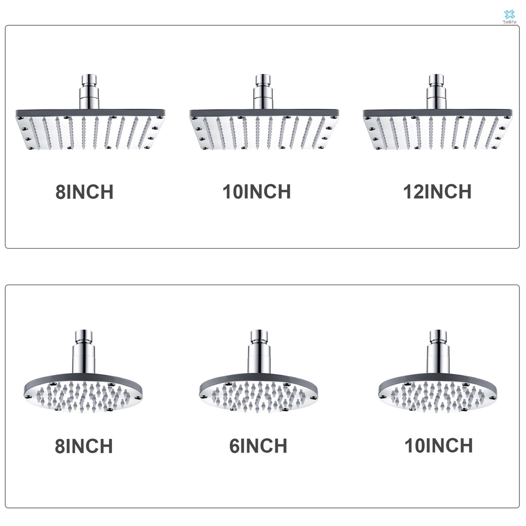 Elife 8 inch LED Rainfall Shower Head Square Shower Head Colorful ...