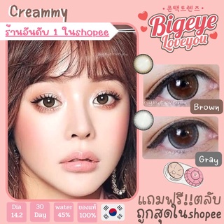 คอนแทคเลนส์ 🌈Creammy🌈 Brown/Gray (Sweety Soft) ขนาดบิ๊กอาย 💖ขายดี🍭สีและลายคล้ายรุ่น Dreamy(Kitty)