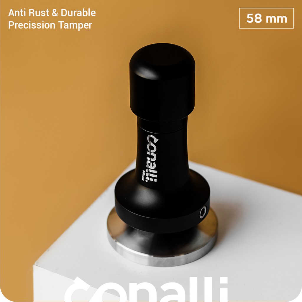 Tamper Click 58 mm Conalli สแตนเลสสีดํากดกาแฟแบบปรับได้ 58mm