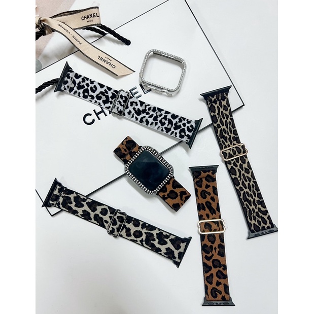 พร้อมส่ง สายผ้ายืดหยุ่น ลายเสือ พร้อมตัวล็อคแบบเข็มขัด ใช้ได้กับ Smart Watch 10 9 8 7 6 5 4 3 2 1 Se