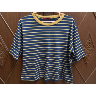 เสื้อคอกลม Oversize สีกรมท่า ลายทาง