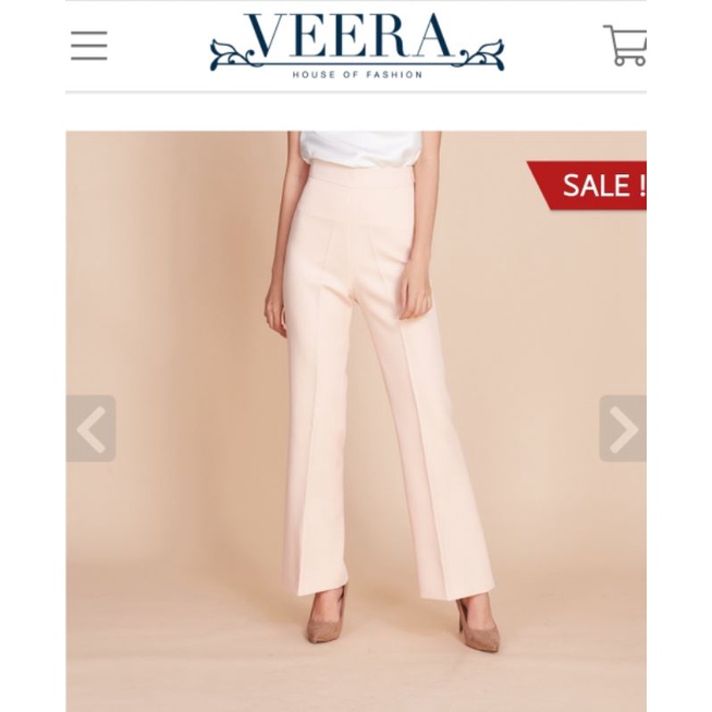 กางเกงขายาว Veera House Of Fashion 'Premium Flared Trousers' สีครีมนู้ด Size S