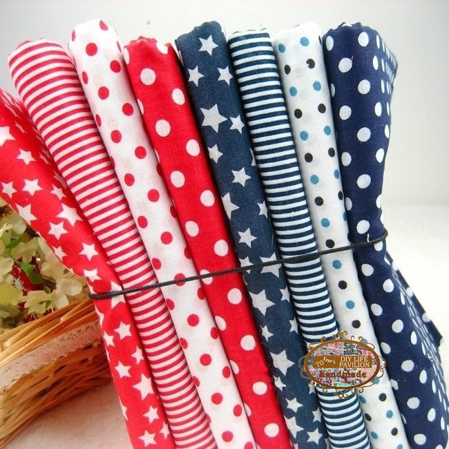 สีกรมท่า 8 ชิ้น/ล็อต 50*50 ซม.Star Dot Stripe พิมพ์ผ้าฝ้าย Patchwork ผ้าไขมัน Quarter Tilda Quilting DIY Handmade เย็บ