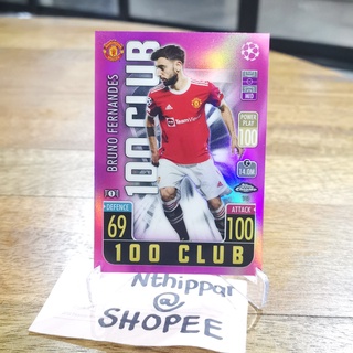 ขาย การ์ด Topps Match Attax Chrome 2021-22 100 Club Bruno Fernandes Pink /199 Manchester United Man U การ์ดฟุตบอล