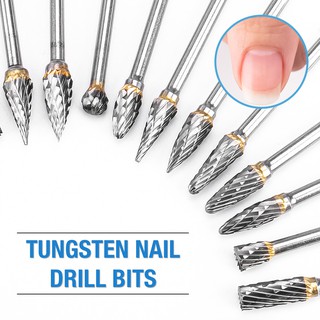 ทังสเตนคาร์ไบด์หัวเจียร 10 ชิ้น หัวเจียรตะปูหัวเจียรทังสเตน Nail Drill Bits