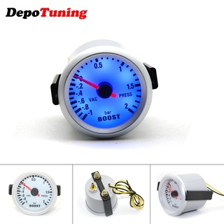 Depotuning เครื่องวัดเทอร์โบอะนาล็อก 2 นิ้ว 52 มม. 2.0 บาร์ สําหรับรถยนต์ 12V Led สีฟ้า