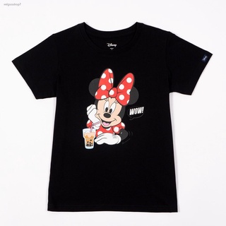 เสื้อยืดใหม่จัดส่งจากกรุงเทพฯ ส่งตรงจุดDisney Mickey Go Womens Milk Tea With Bubble T-Shirt - เสื้อยืดครอบครัวผู้หญิง ม