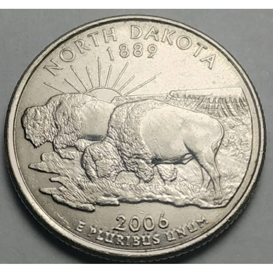 สหรัฐอเมริกา (USA), ปี 2006, 25 Cents รัฐนอร์ทดาโคตา (North Dakota) , ชุด 50 รัฐของอเมริกา