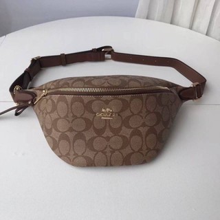 Coach BELT BAG IN SIGNATURE CANVAS  BROWN IMITATION GOLD