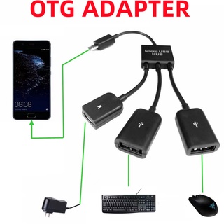 【COD】4IN1 อะแดปเตอร์ฮับแยก Micro 3/4 พอร์ต OTG พร้อมสายเคเบิลแปลง Type-C 3.1 ตัวผู้ เป็น TWO USB 2.0 ตัวเมีย