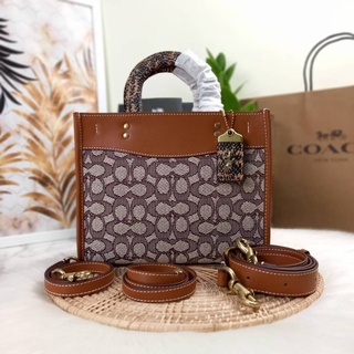 กระเป๋ารุ่นคลาสสิค COACH ROGUE 25 IN SIGNATURE TEXTILE JACQUARD WITH SNAKESKIN DETAIL