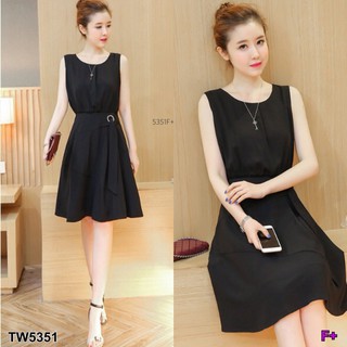 J5351 Dress เดรสแขนกุดแต่งห่วง