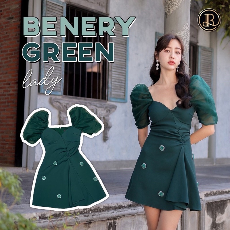BLT Benery Green mini dress เดรสมือ 1 size S