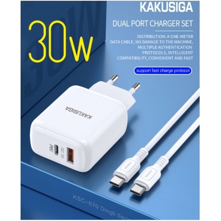 KSC670 Charger PD30W+QC3.0 Dual Port Charger 30W สาย USB-C ถึง USB-C