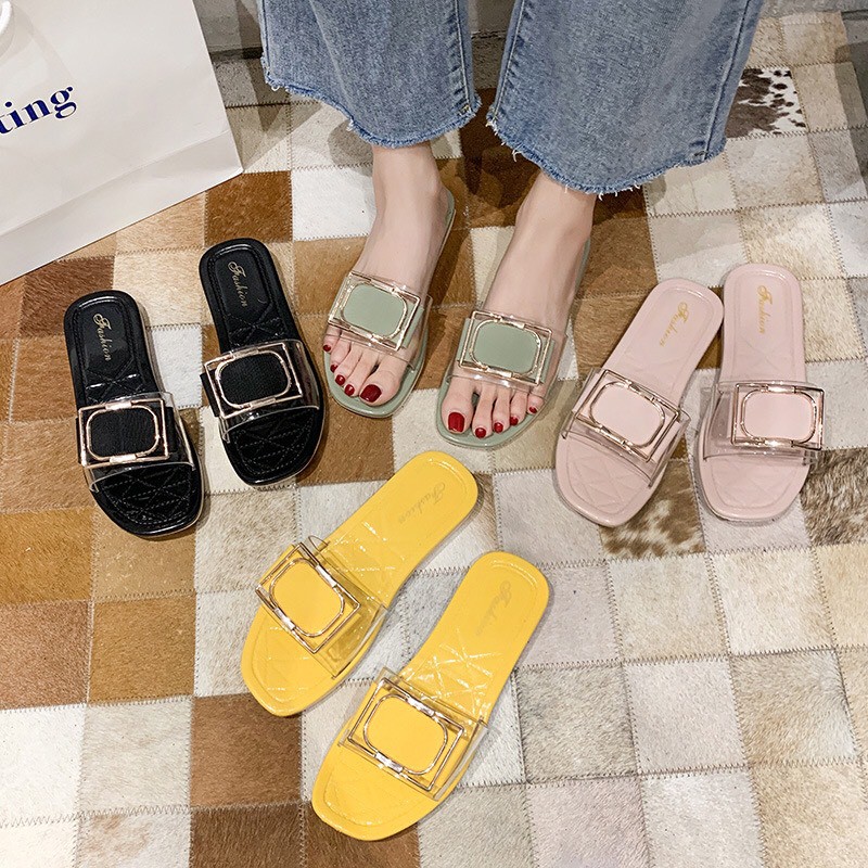 รองเท้าแตะของผู้หญิง แฟชั่นใหม่รองเท้าแตะทรงแบน ใส่สบาย ๆ กันลื่น B901