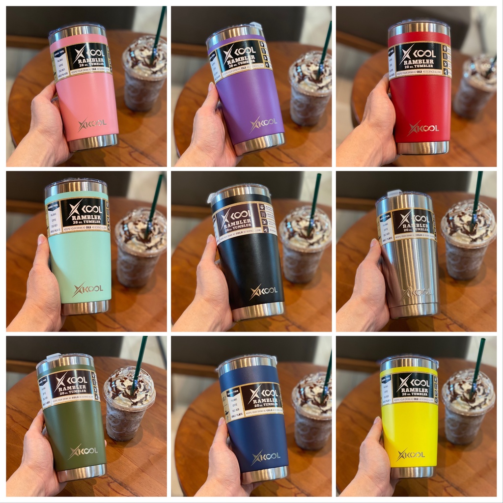 แก้วน้ำXkool ขนาด 20oz เก็บอุณหภูมิความเย็น,ร้อน เป็นสแตนเลส304อย่างดีไม่มีไอน้ำ !free ยางรองแก้ว