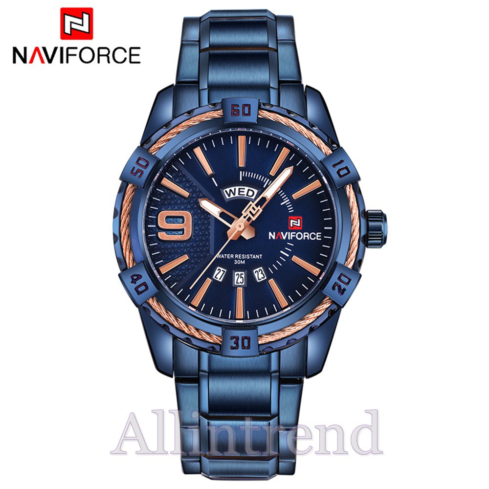 นาฬิกา Naviforce รุ่น NF9117M สีทองชมพู/น้ำเงิน ของแท้ รับประกันศูนย์ 1 ปี ส่งพร้อมกล่อง #NF NF9117