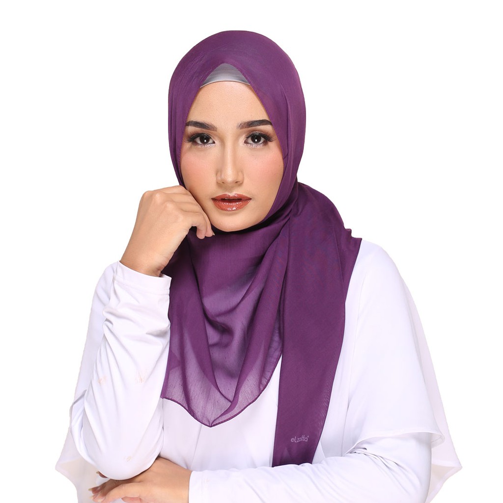 ผ้าพันคอฮิญาบ Elzatta Square Keisha Sativa Plain
