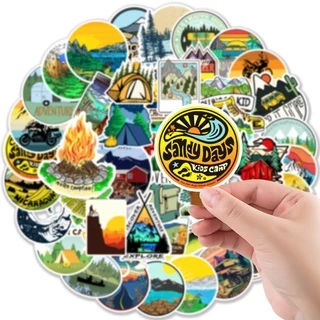 พร้อมส่ง!Camping outdoor travel การตั้งแคมป์ adventure สติกเกอร์ ตกปลา สเก็ตบอร์ด 50 ชิ้น sticker