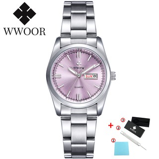ราคาWWOOR  นาฬิกาข้อมือผู้หญิง  นาฬิกาควอตซ์  กันน้ำ  กันน้ำ แฟชั่นสำหรับผู้หญิง-8804